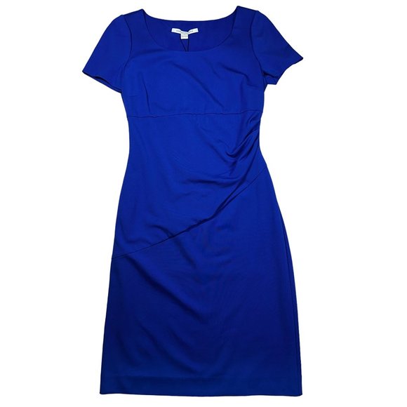 Diane Von Furstenberg Dresses & Skirts - Diane von Furstenberg DVF Dress Size 10 Blue Bevina Ruched Side Sheath NEW